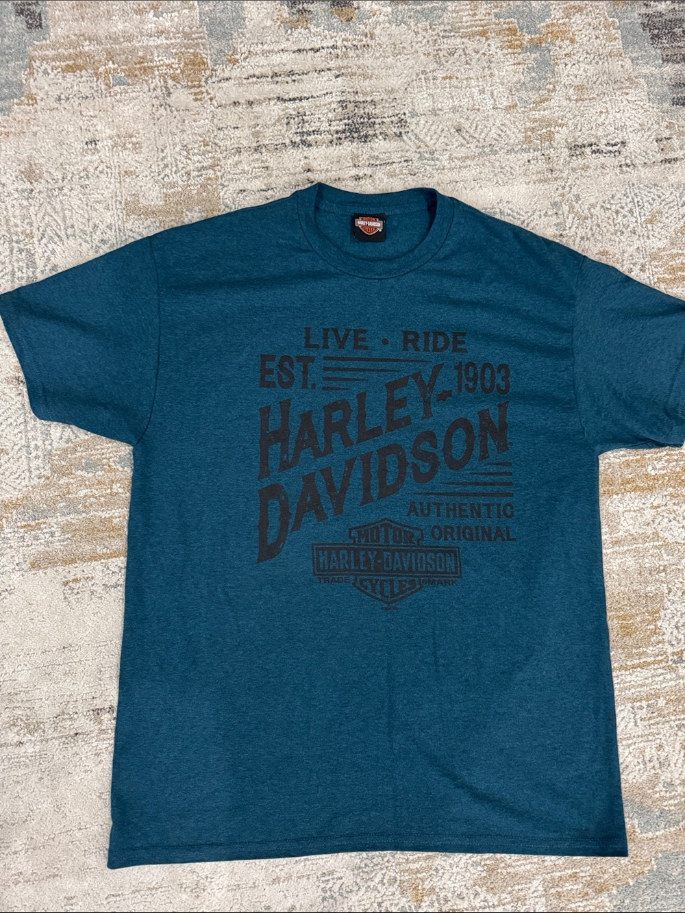 Harley-Davidson Teal Blue Short Sleeve Graphic Tee